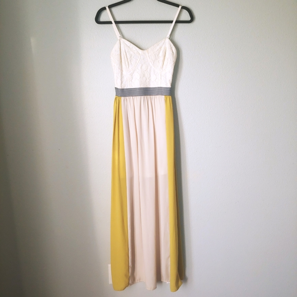 C. Luce |  High Waisted Lace Bodice Maxi Dress